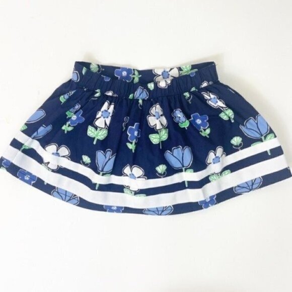 Gymboree Girls 18-24M Skirt with Diaper Cover Navy Flowers Ribbon Trim - Picture 2 of 7